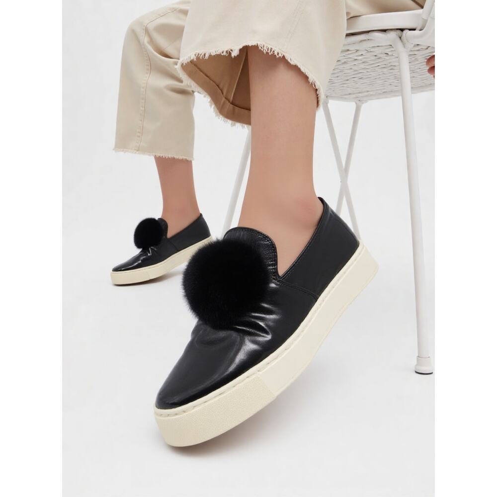 Michael Kors Collection Eddy Sneakers Black Leather 5.5